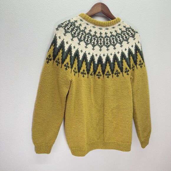 Saga Knit Fair Isle Cardigan Women’s Medium Nordic Wool Lodge Cabin Hand Knit - Picture 7 of 13